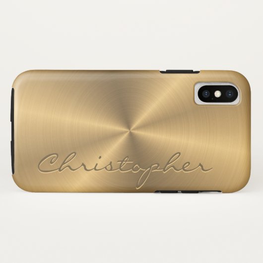 Aangepaste gouden metalen radiale textuur Case-Mate iPhone case (Achterkant (horizontaal))