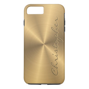 Aangepaste gouden metalen radiale textuur 	iPhone 8/7 plus hoesje
