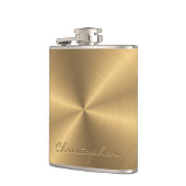 Aangepaste gouden metalen radiale textuur heupfles (Links)