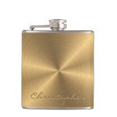 Aangepaste gouden metalen radiale textuur heupfles (Voorkant)