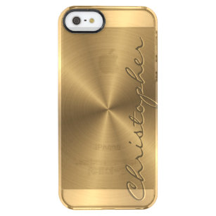 Aangepaste gouden metalen radiale textuur doorzichtig iPhone SE/5/5s hoesje