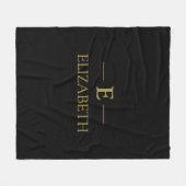 Aangepaste Gouden Monogram Fleece Gooi – Zwart Ont (Voorkant (Horizontaal))