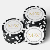 Aangepaste gouden monogram trouwdatum poker chips (Opstapeling)