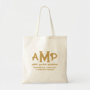 Aangepaste gouden monogram zakelijke budgettas tote bag