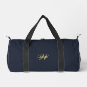 Aangepaste Gouden Navy Blauwe Monogram Initiaal Fi Plunjezak (Voorkant)