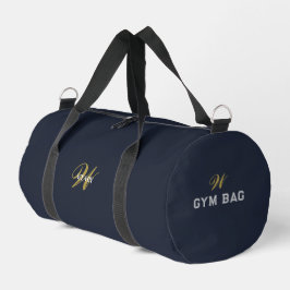 Aangepaste Gouden Navy Blauwe Monogram Initiaal Fi Plunjezak