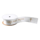 Aangepaste Gouden Palm Cross Baptismal Satijnen Lint (Spoel)