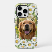 Aangepaste Gouden Retriever Foto Daisy Bloem Frame iPhone Hoesje (Achterkant)