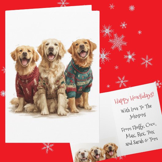 Aangepaste Gouden Retriever Kerstman Ugly Sweater Kaart