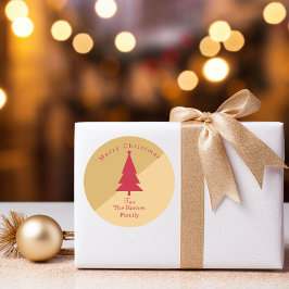 Aangepaste Gouden & Rode Kerstmis Ronde Sticker