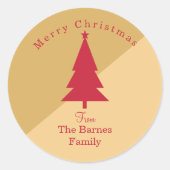 Aangepaste Gouden & Rode Kerstmis Ronde Sticker (Voorkant)