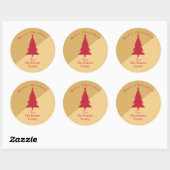 Aangepaste Gouden & Rode Kerstmis Ronde Sticker (Vel)