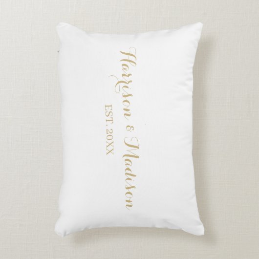 Aangepaste gouden scriptkoppel naamdatum bruiloft accent kussen (Voorkant(Verticaal))