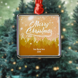 Aangepaste gouden sneeuw vreedzame kerst metalen ornament