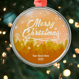 Aangepaste gouden sneeuw vreedzame kerst metalen ornament