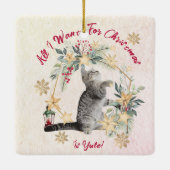 Aangepaste Gouden Sneeuwvlokken Schattige Grappige Keramisch Ornament (Achterkant)