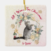 Aangepaste Gouden Sneeuwvlokken Schattige Grappige Keramisch Ornament (Voorkant)