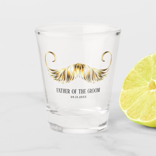 Aangepaste gouden snor Shot Glass voor de vader va Shot Glas (Voorkant)