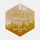 Aangepaste Gouden Snowy Forest Vrolijke Kerstmis Glas Ornament (Achterkant)