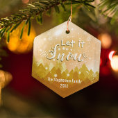 Aangepaste Gouden Snowy Forest Vrolijke Kerstmis Glas Ornament