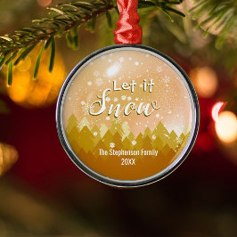 Aangepaste Gouden Snowy Forest Vrolijke Kerstmis Metalen Ornament