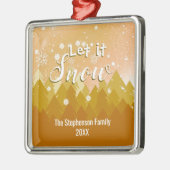 Aangepaste Gouden Snowy Forest Vrolijke Kerstmis Metalen Ornament (Links)