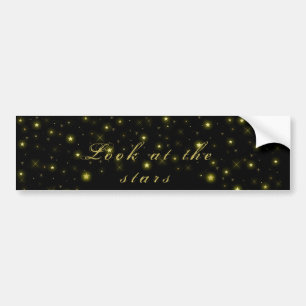Aangepaste gouden sterren en sparkles op zwarte bu bumpersticker