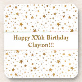 Aangepaste gouden sterren met bericht verjaardagsf bier onderzetter (Voorkant)