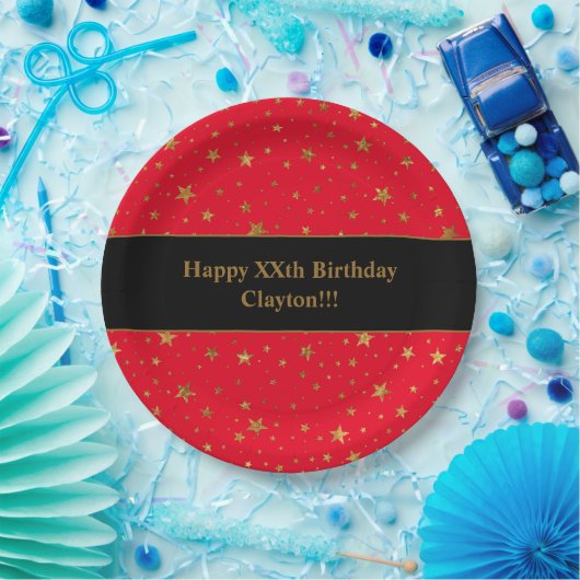 Aangepaste gouden sterren met bericht verjaardagsf papieren bordje (Feest)