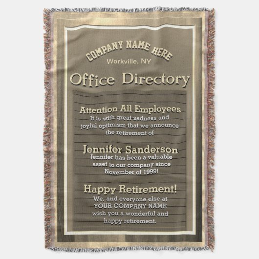 Aangepaste  gouden teken pensioen deken (Voorkant Verticaal)