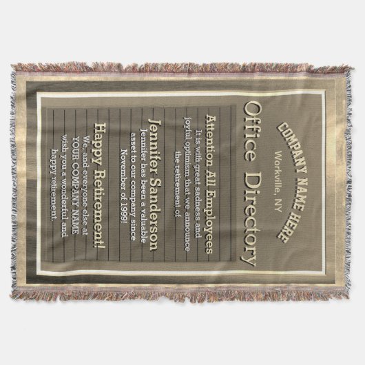 Aangepaste gouden teken pensioen deken (Voorkant)