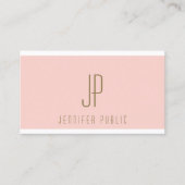 Aangepaste gouden tekst Blush roze moderne monogra Visitekaartje (Voorkant)
