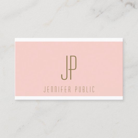 Aangepaste gouden tekst Blush roze moderne monogra Visitekaartje (Voorkant)