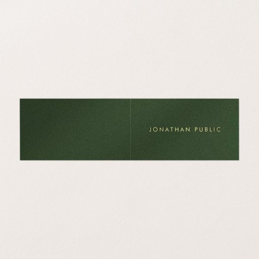 Aangepaste gouden tekst Elegante groene luxe gevou Visitekaartje (Buitenkant ongevouwen)
