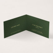 Aangepaste gouden tekst Elegante groene luxe gevou Visitekaartje (Binnen)