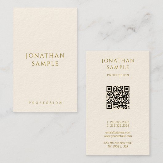 Aangepaste Gouden Tekst QR Code Sjabloon Modern Ve Visitekaartje (Voorkant / Achterkant)