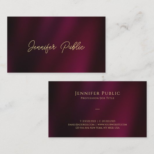 Aangepaste gouden tekstnaam Script Luxury Glossy Visitekaartje (Voorkant / Achterkant)