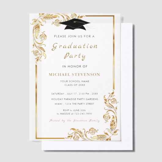 Aangepaste gouden Vellum Afstuderen Uitnodiging Sj (Offset)