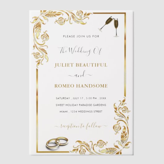 Aangepaste gouden vellum bruiloft uitnodiging Sjab (Voorkant)