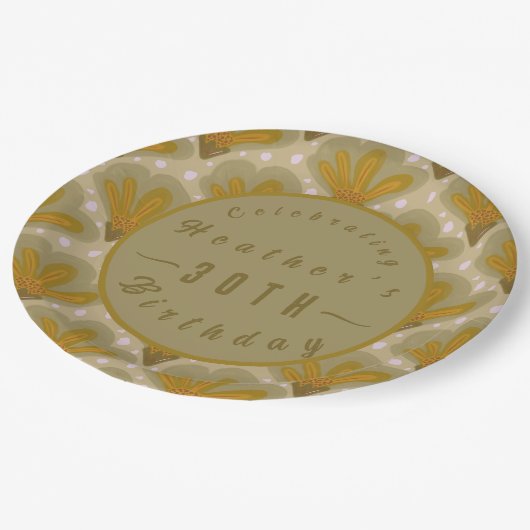 Aangepaste Gouden Waterverf Bloemen Papieren Bordje (Gekanteld)