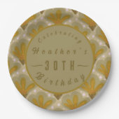 Aangepaste Gouden Waterverf Bloemen Papieren Bordje (Voorkant)