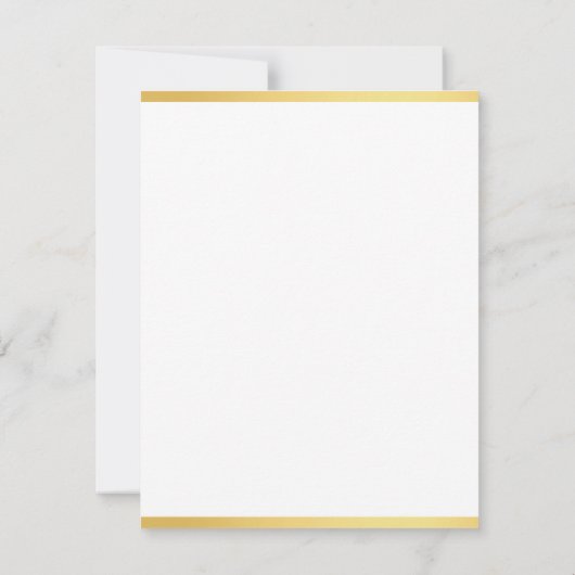 Aangepaste Gouden Wit Hand Script Verticale Sjablo Notitiekaartje (Achterkant)