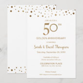 Aangepaste gouden witte 50ste trouwdag kaart (Voorkant / Achterkant)