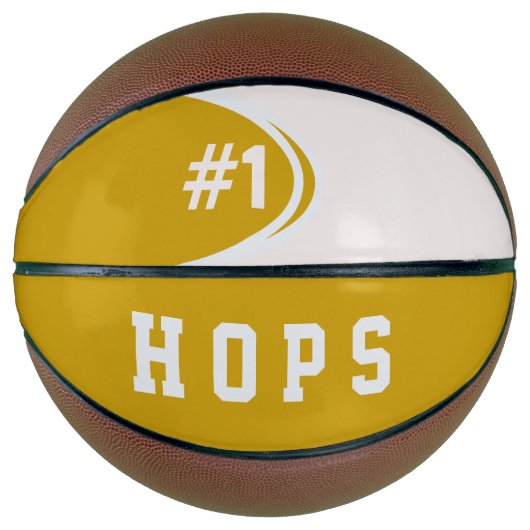 Aangepaste gouden witte basketbal (Voorkant)