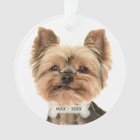 Aangepaste gouden Yorkshire Terrier-hondsfoto Ornament (voorkant)