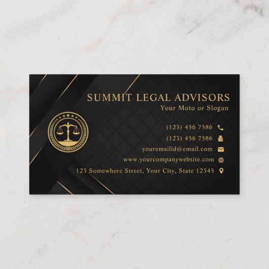 Aangepaste Gouden Zwart Klassiek Monogram Wet Kant Visitekaartje (Achterkant)