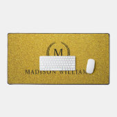 Aangepaste Gouden Zwarte en Gouden Glitter Monogra Bureaumat (Keyboard & Muis)