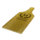 Aangepaste Gouden Zwarte en Gouden Glitter Monogra Snijplank (Hoek)