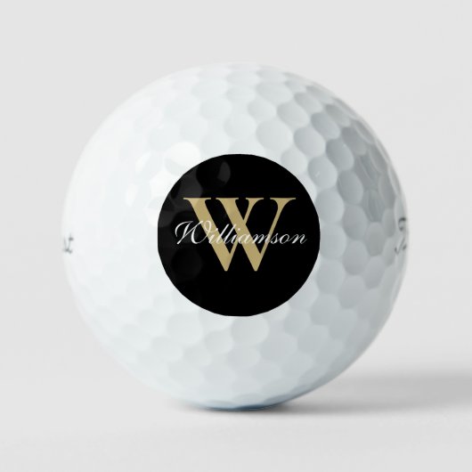 Aangepaste gouden zwarte monogram op maat golfballen (Voorkant)
