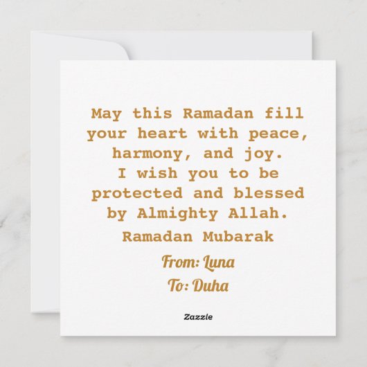 aangepaste goudmaanmaan Ramadan kareem Feestdagenkaart (Achterkant)